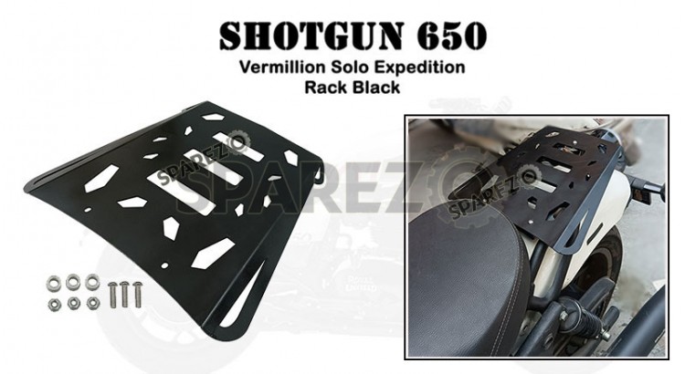 Fit For Royal Enfield Shotgun 650 Vermillion Solo Expedition Rack Plate Black - SPAREZO